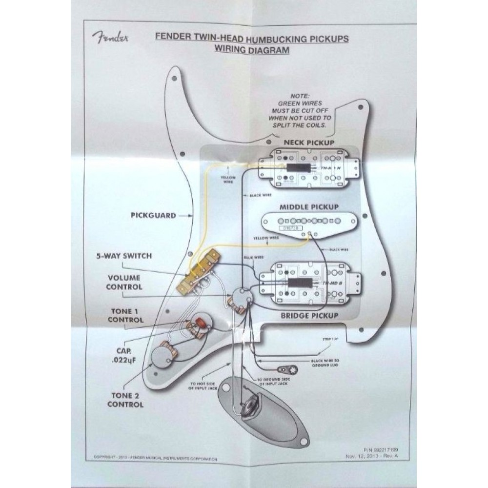 Fender Humbucker Pickups Stratocaster, Fender Hot Noiseless Pickups Wiring Diagram